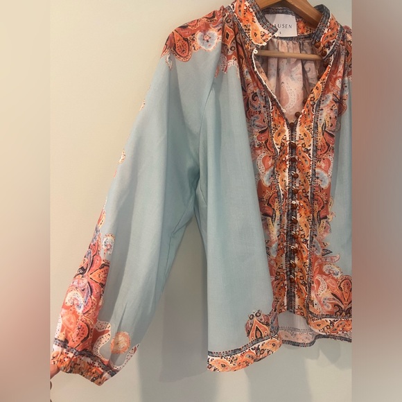 Hausen women’s paisley vneck Blouse from Hemline size small - Picture 2 of 3